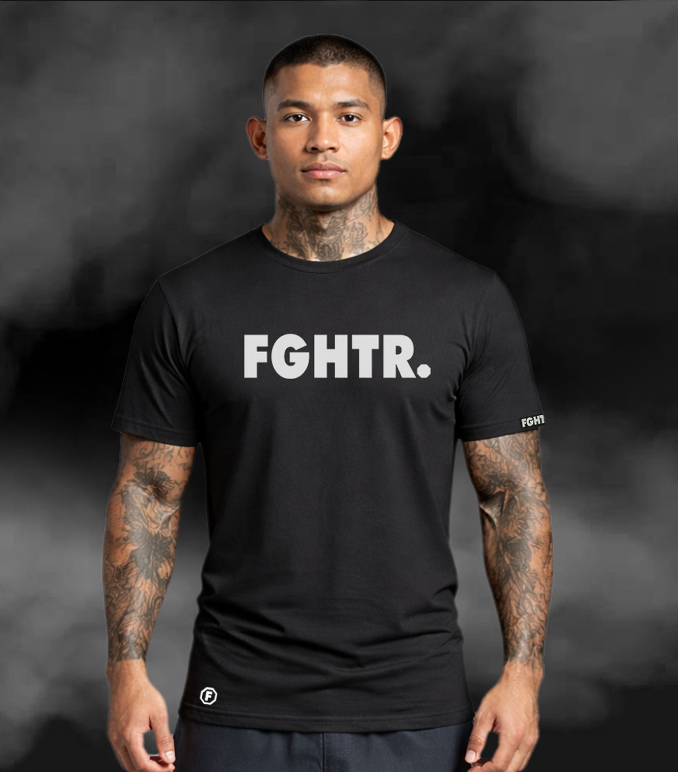 FGHTR. Signature Tee - One of 50 <BR> Midnight Black x White