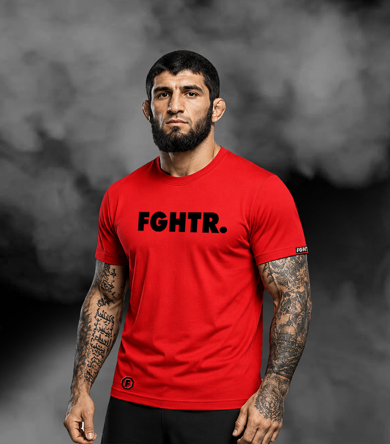 FGHTR. Signature Tee - One of 50 <BR> Crimson x Midnight Black