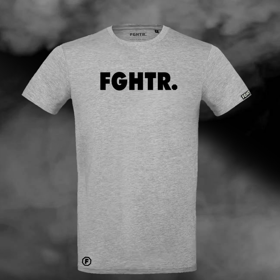 FGHTR. Signature Tee - One of 50 <BR> Ash Grey x Midnight Black