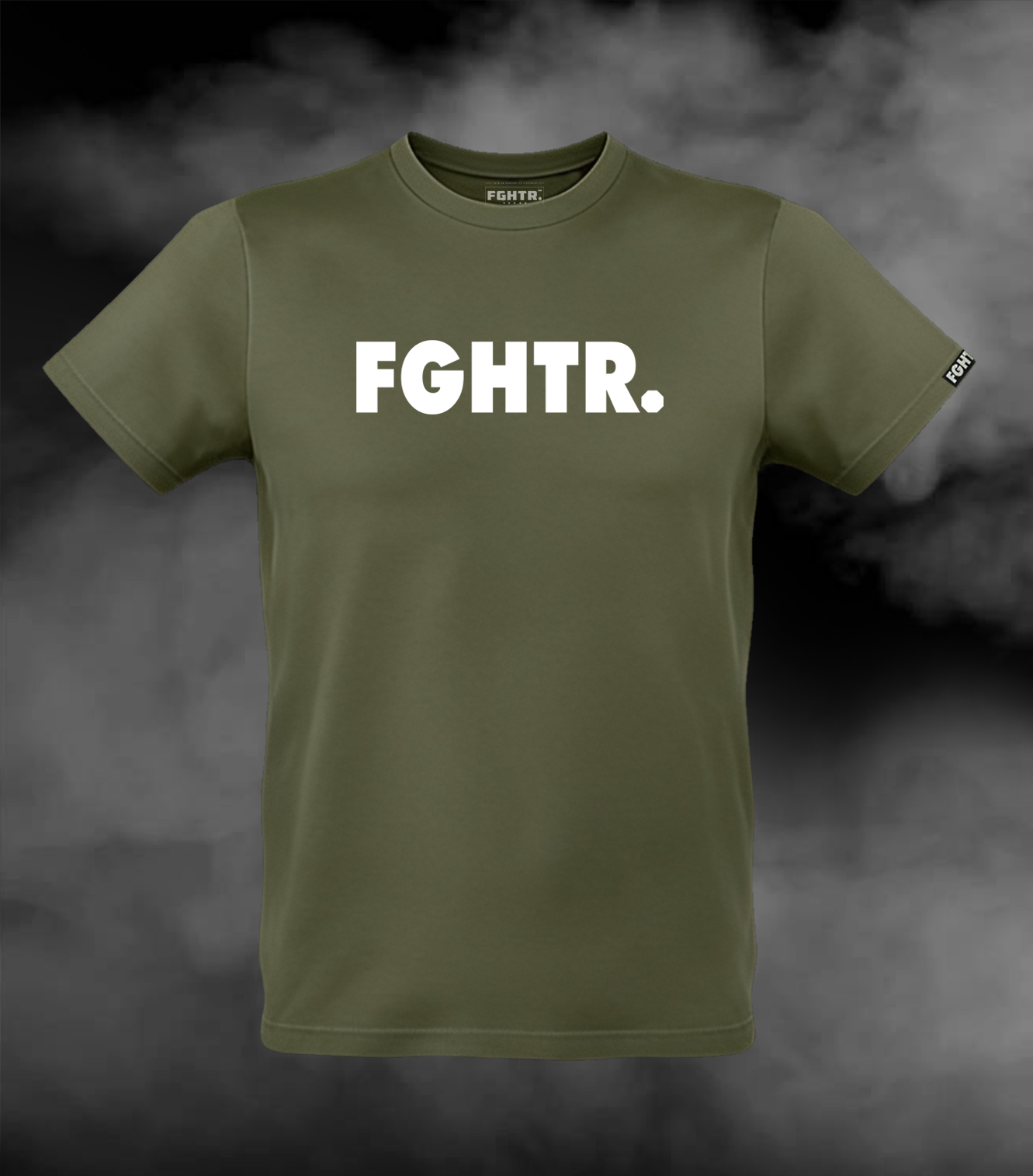 FGHTR. Signature Tee - One of 50 <BR> Olive Field x White