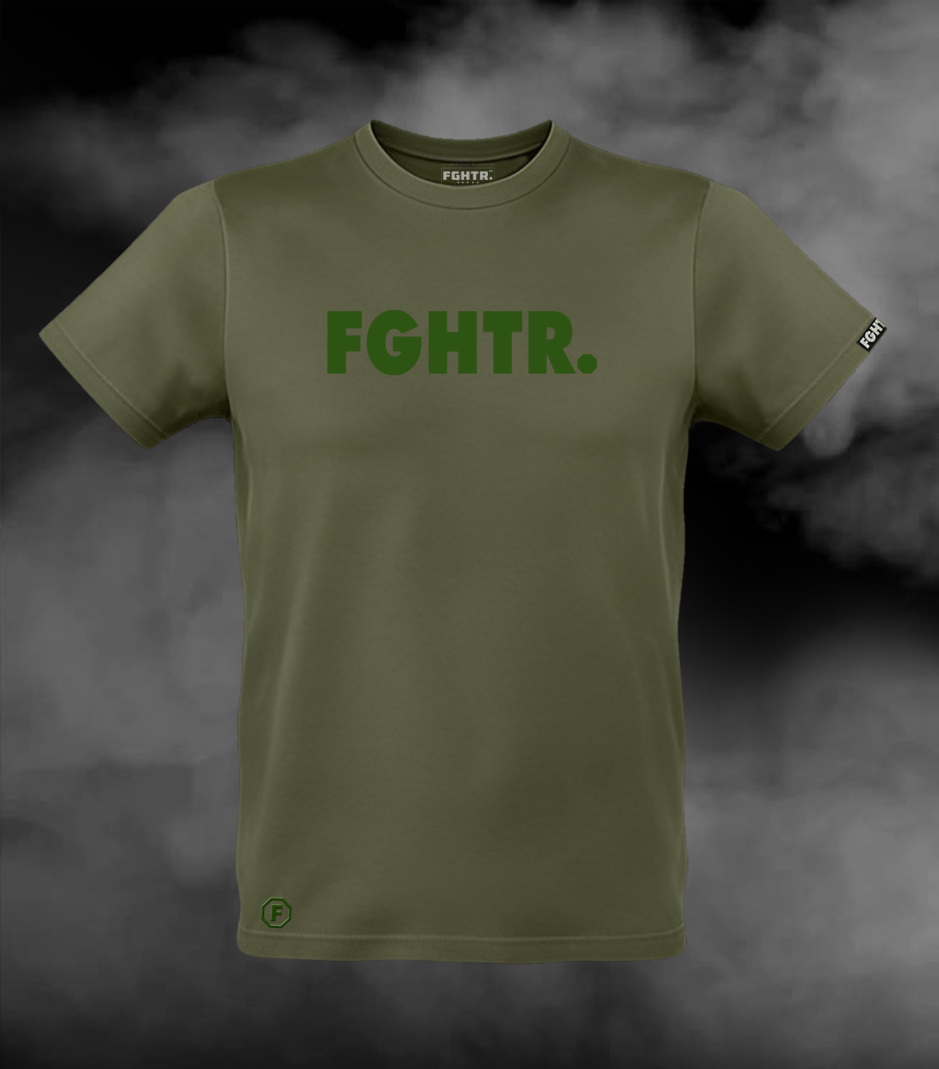 FGHTR. Signature Tee - One of 50 <BR> Olive Field x Green
