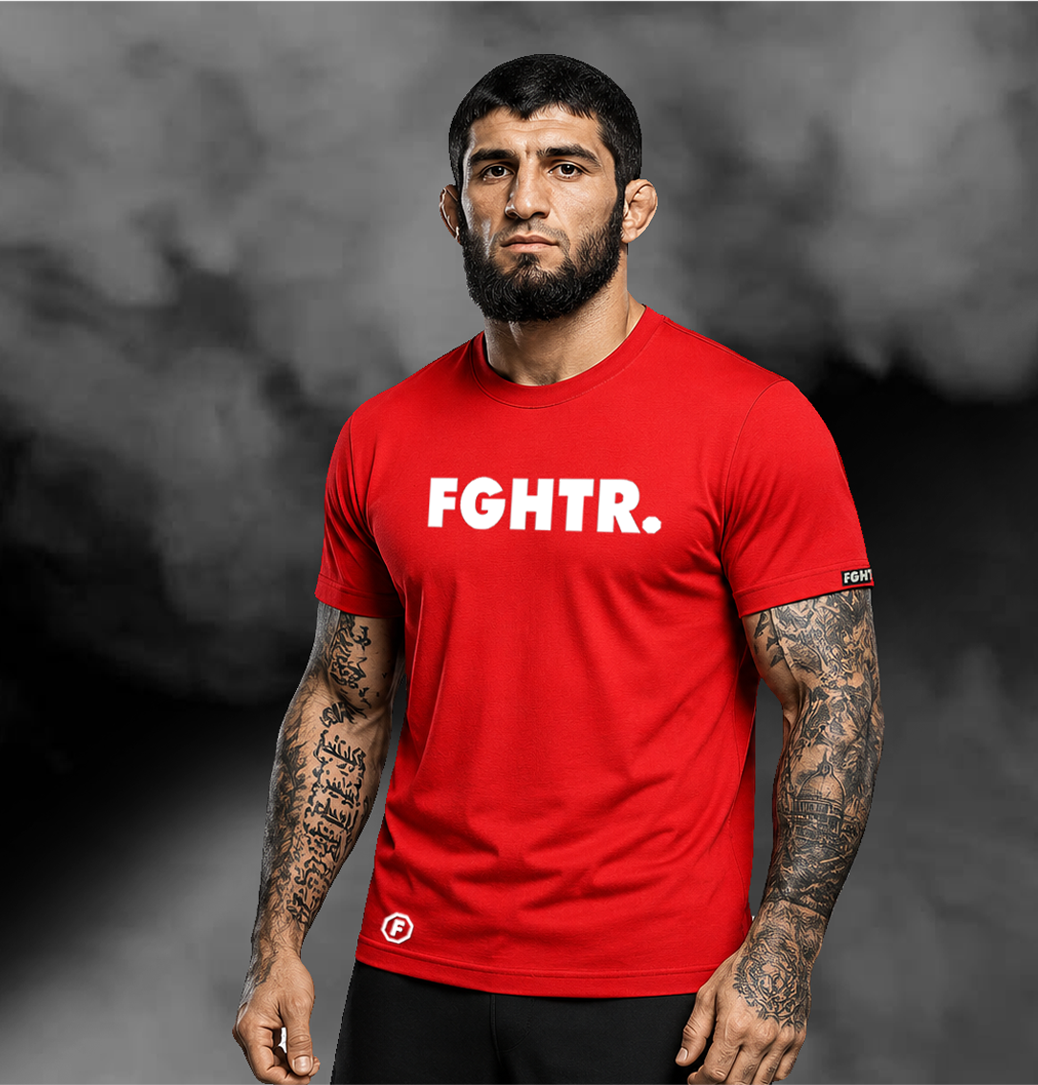 FGHTR. Signature Tee - One of 50 <BR> Crimson x White