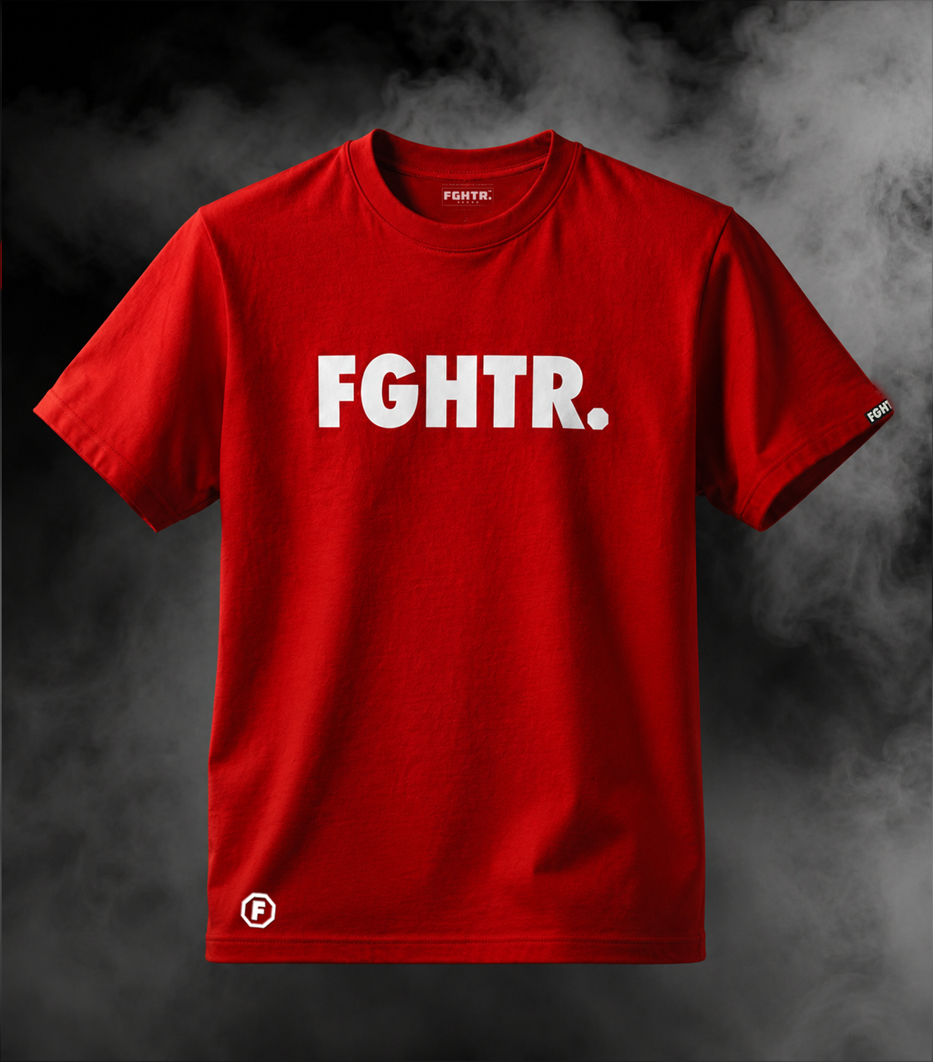 FGHTR. Signature Tee - One of 50 <BR> Crimson x White