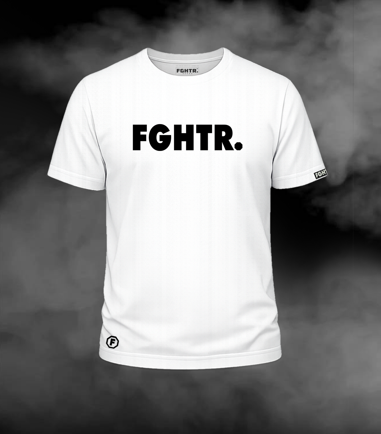 FGHTR. Signature Tee - One of 50 <BR>Chalk White x Midnight Black