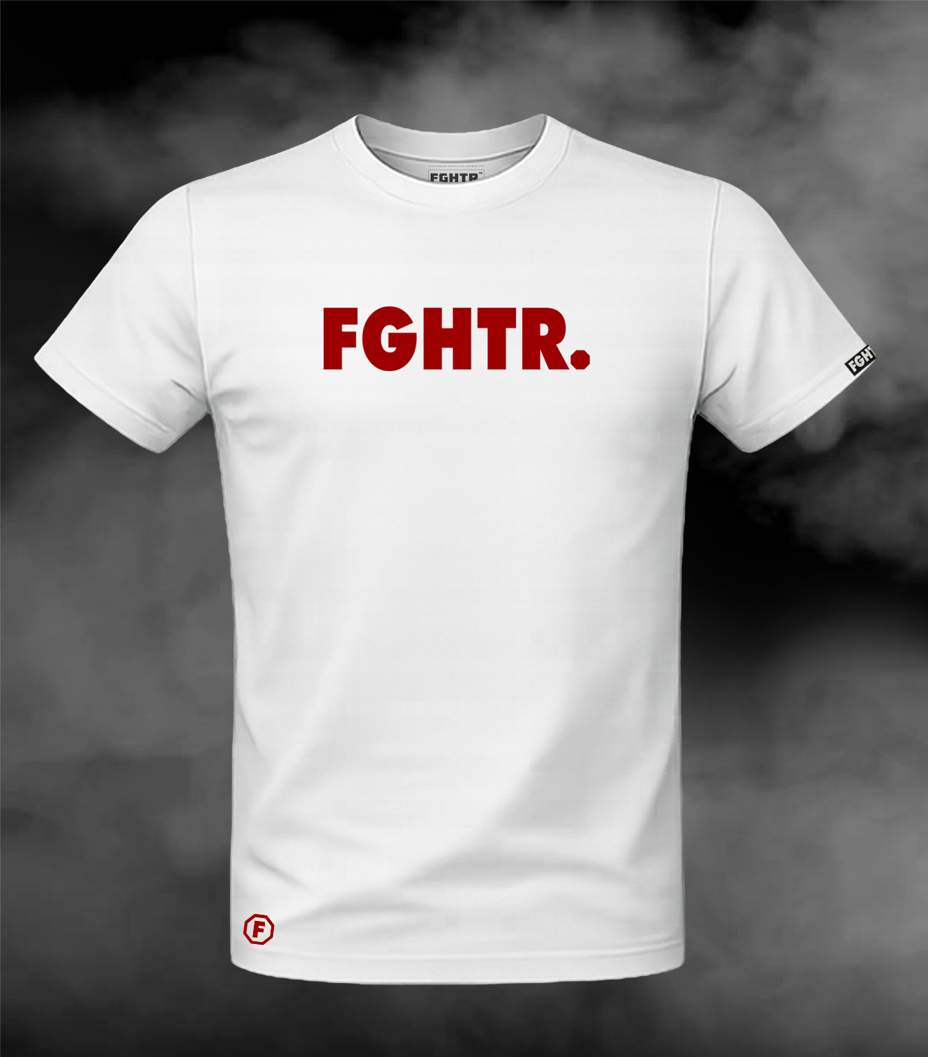 FGHTR. Signature Tee - One of 50 <BR> Chalk White x Crimson