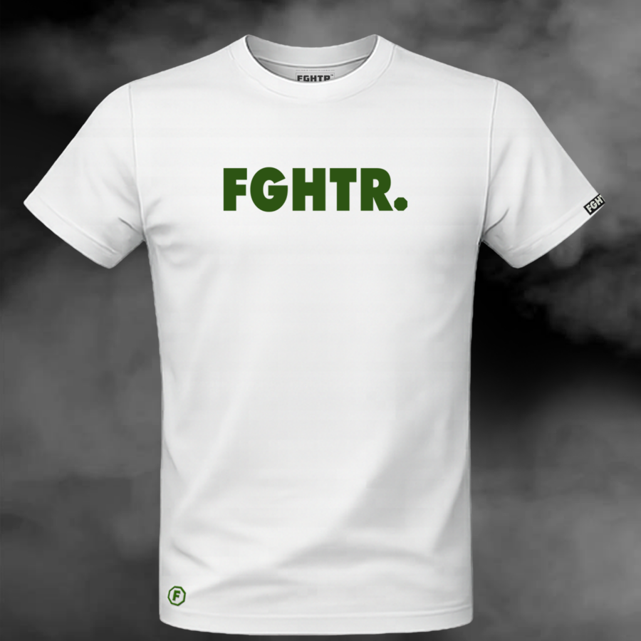 FGHTR. Signature Tee - One of 50<BR>Chalk White x Field Olive