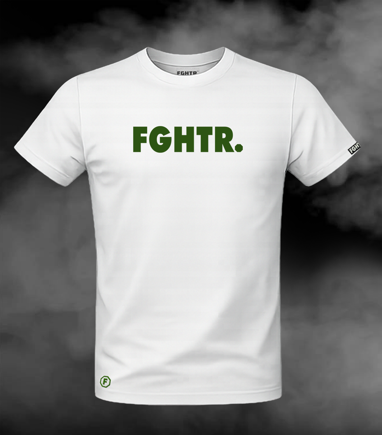 FGHTR. Signature Tee - One of 50<BR>Chalk White x Field Olive