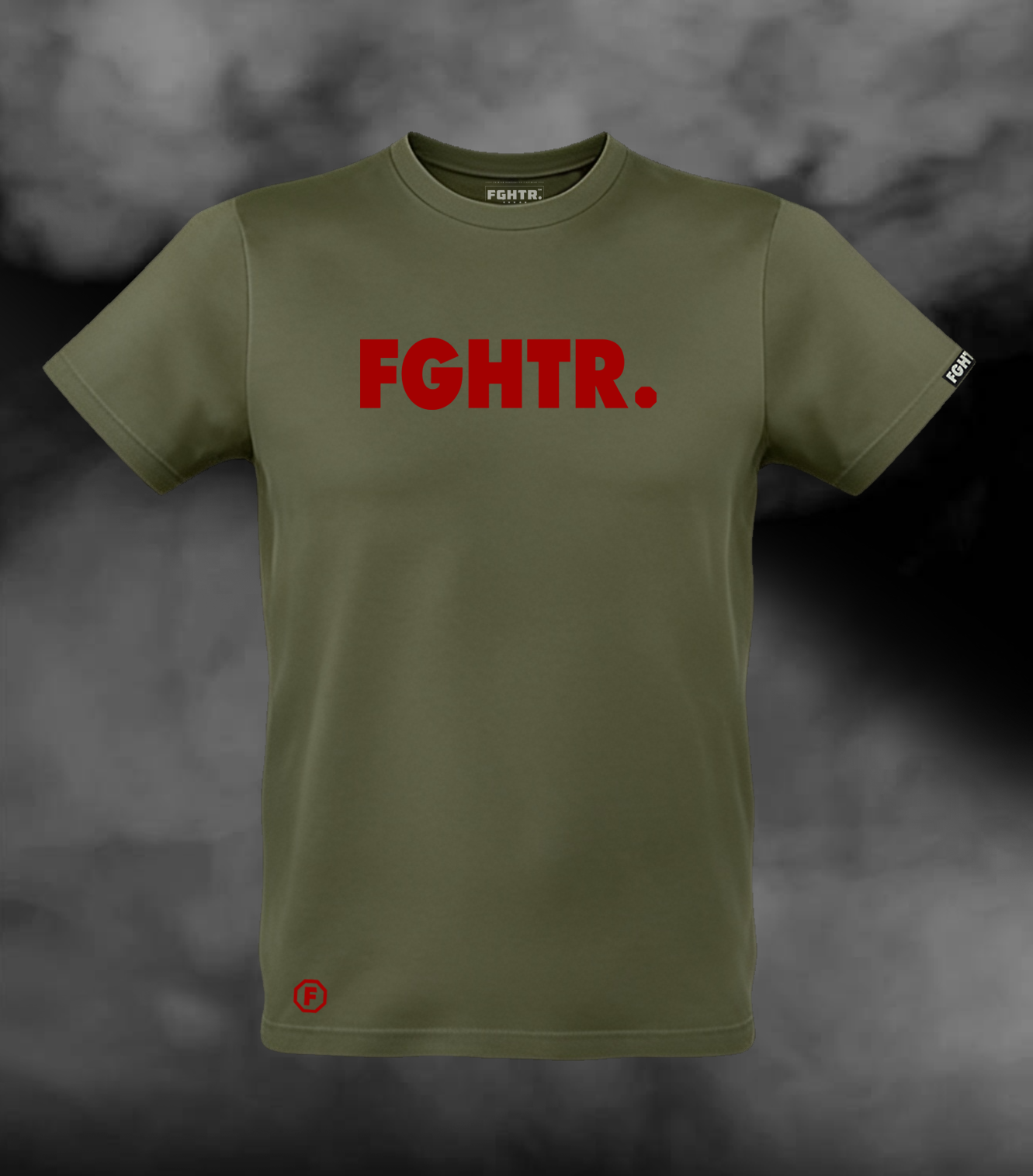 FGHTR. Signature Tee - One of 50 <BR> Olive Field x RED
